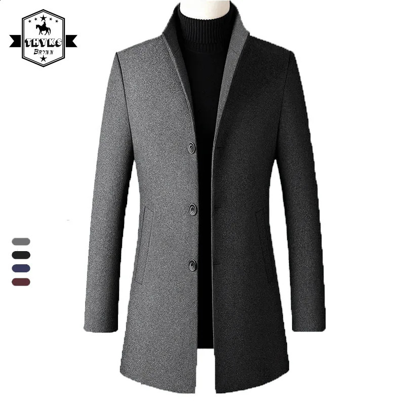 Mens Business Wool Blend Coat High Quality Thicken Warm Windproof Laple Blazers Jackets Male Solid Casual Woolen Coats Winter 240830