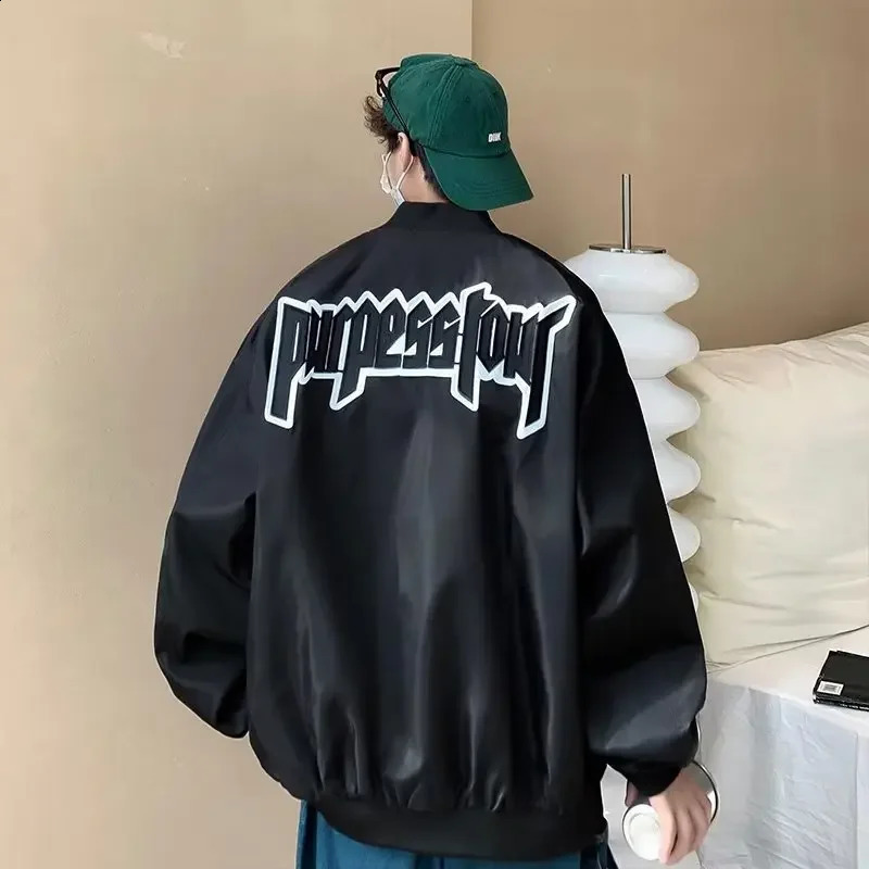 Spring Autumn Loose-fit Korean Style Baseball Cap Stand Collar Jacket Trendy Embroidery Letter Men Womens Thin Jacket 240830
