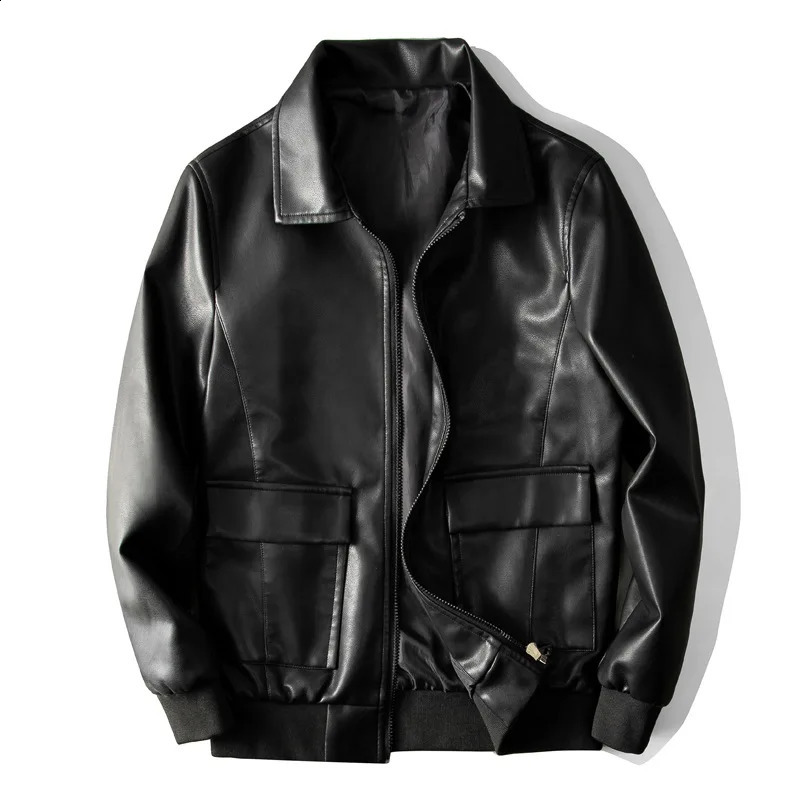 Men Clothing Spring Fashion Mens Cool Bomber Jackets Men Loose Motorcycle Soft Leather Jacket Coat Outwear Streetwear 240830