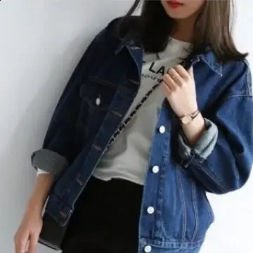 Style Korean Cropped Jacket Loose Fit Jacket Original Harajuku Bfpreppy Denim For Women Spring Autumn 240830
