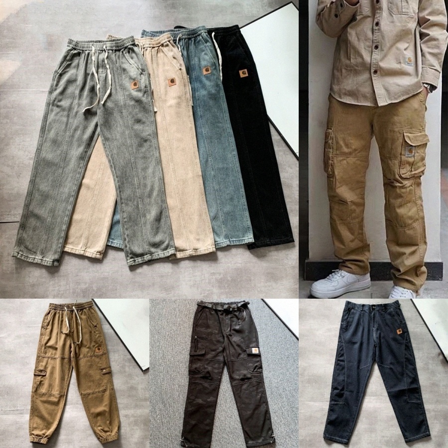 Designer Mens Pants Street Loose Jogger Women Straight Work Vintage Tactical Big Pocket Overalls Trousers Cargo Harajuku Hip Hop Print jeans C e1C0#