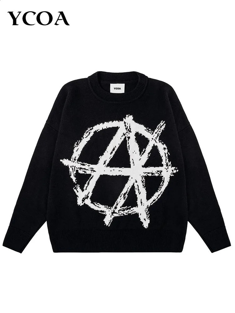 Men Sweater Winter Knit Oversized Pullover Wool Jumper Long Sleeve Tops Korean Graphic Y2k Streetwear Vintage Aesthetic Clothing 240830Z