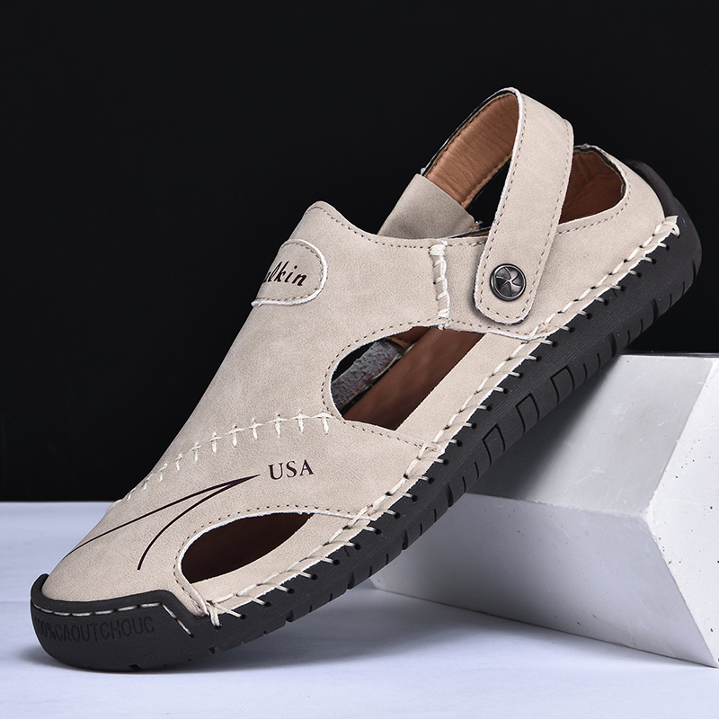 2026 New New 2024 Summer Breathable Leather Man Retro Outdoor Men Antiskid Beach Sandals Hollow Shoes Footwear Free Shipping Free Shipping