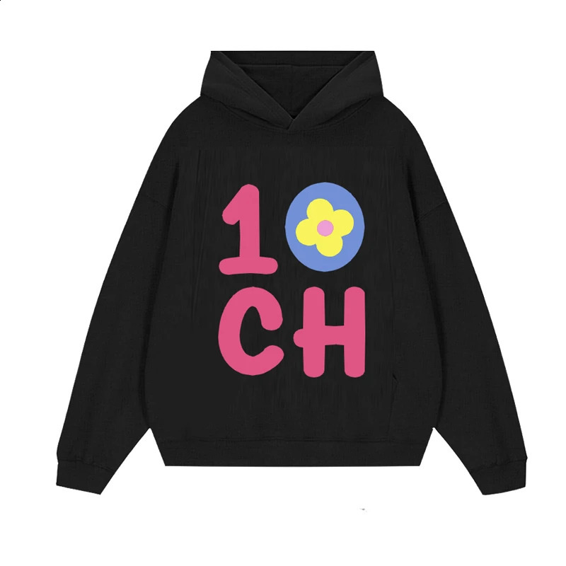 Fashion American Retro Hip-hop Foam Flower Womens Printed Cotton Hoodie Mens and Womens Loose Couple Hooded Sweater 240830