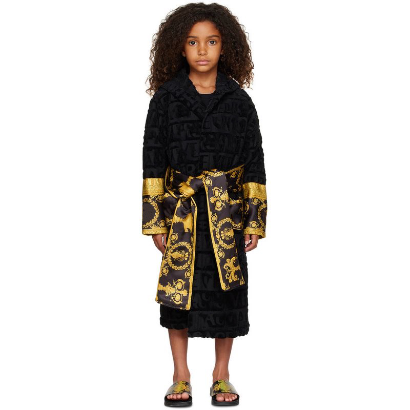 Childrens Clothing Velvet Bathrobe Robe Designers Baroque Fashion Pajamas Mens Women Letter Jacquard Printing Print Sleeves Shawl Collar Pocket Belt