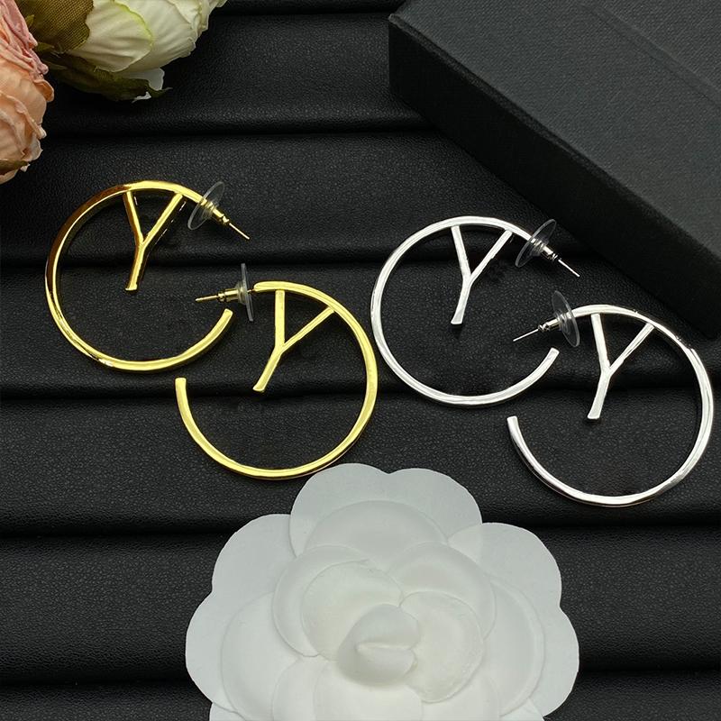 Fashion Hoops Earrings Designer Simple Earing for Man Womens Classic 2 Colors Gold Silver-image-946900544