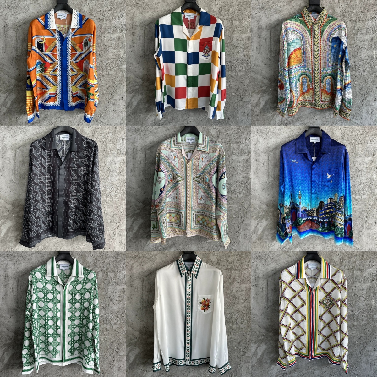 casablanca top quality silk shirts hawaiian designer button up shirt men long sleeve beach shirt-image-737329495