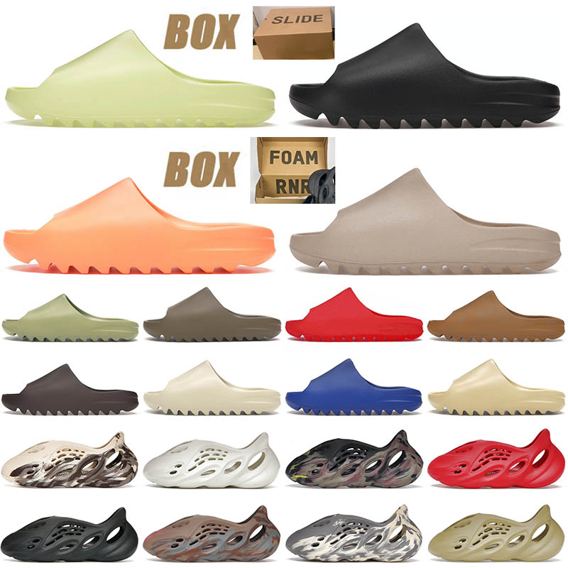 with box mens women slippers designer slides foam runners onyx bone pure cream caly slide for men triple black carbon luxurys sandals trainers rubbe