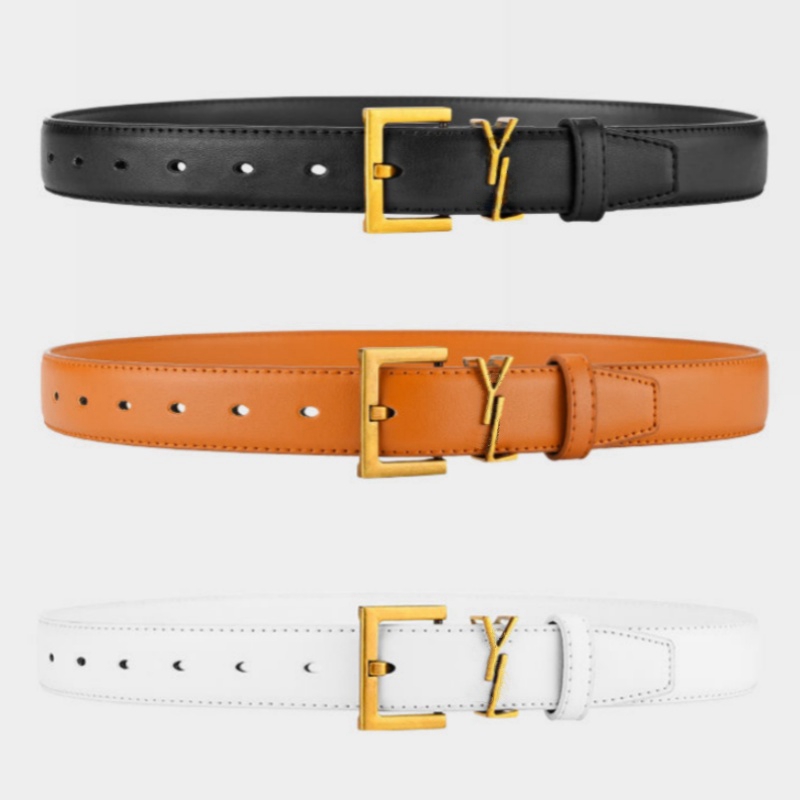 Womens Top Quality Genuine Leather LLLLS Designer Fashionable High End Cowhide Needle Button Belt with Dress and Jeans SAINT Ts