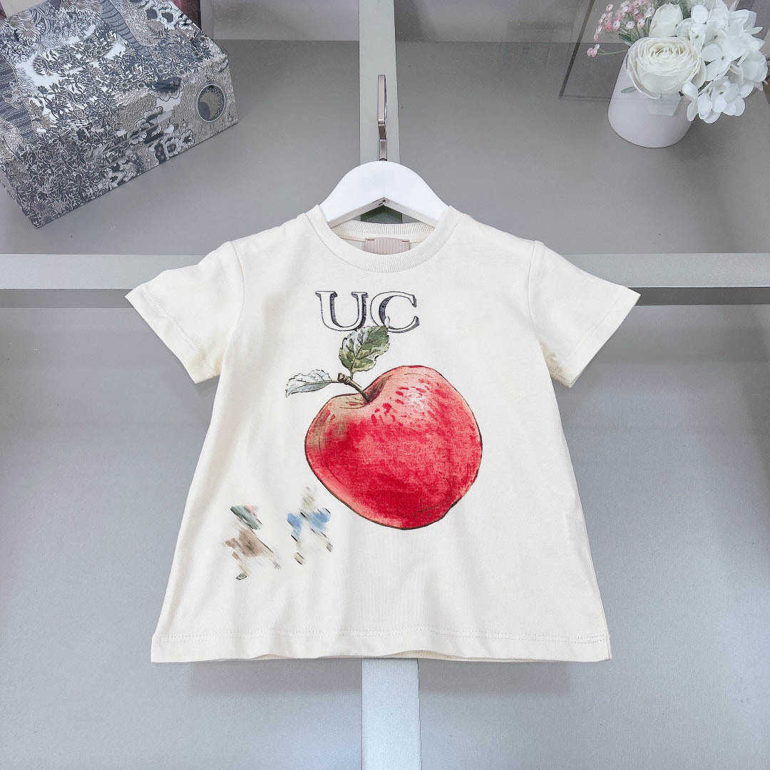 New baby T shirts Red Apple Pattern cotton girls boys Short Sleeve Size 90-160 CM designer kids clothes summer child tees-image-1015598931
