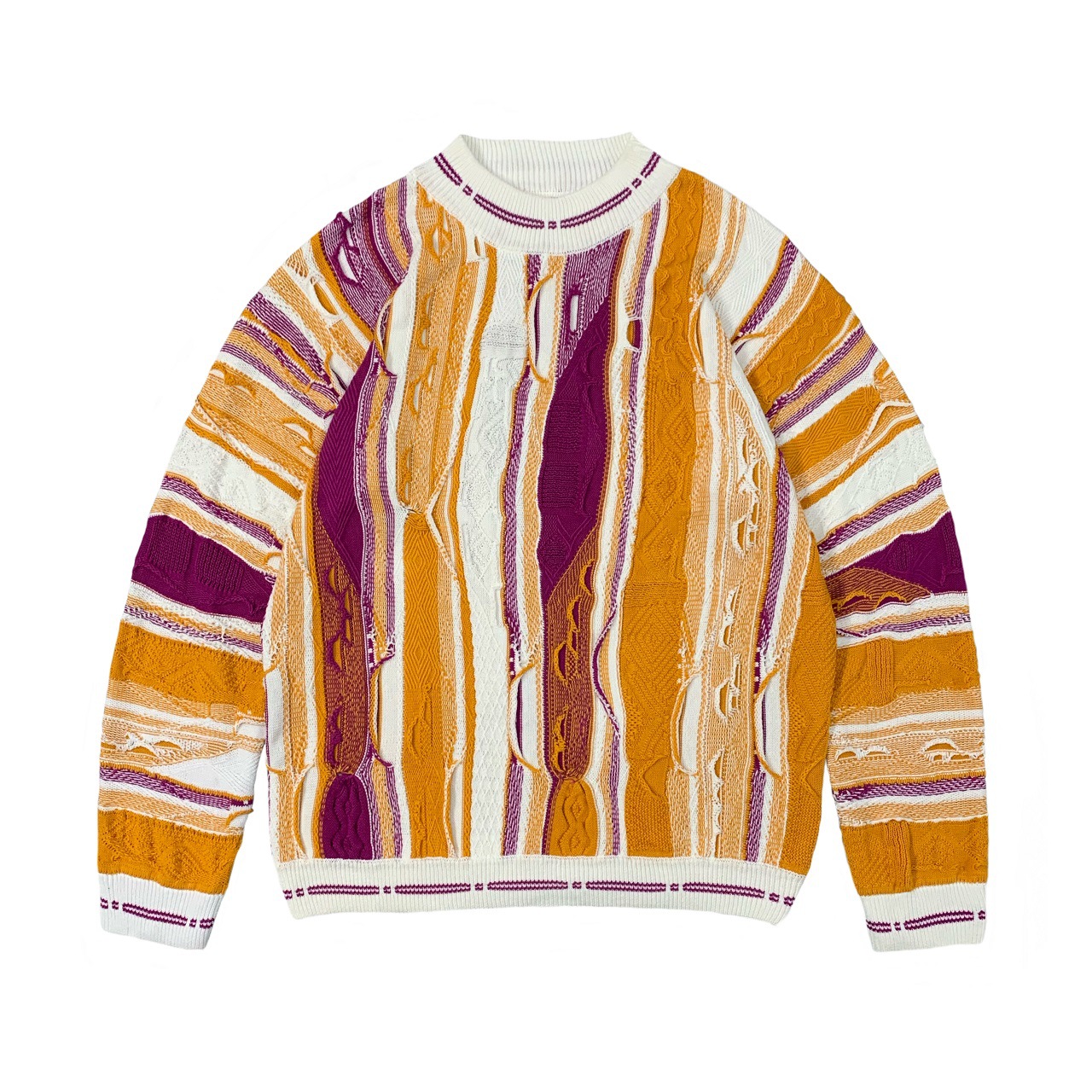 Vintage gebreide herentrui met print ronde hals losse casual dikke pullover truien