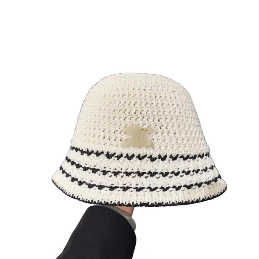 Bucket hat DESIGNERS women Spring and Autumn Hollow out Woven straw hat outdoors sunhat-image-947332906