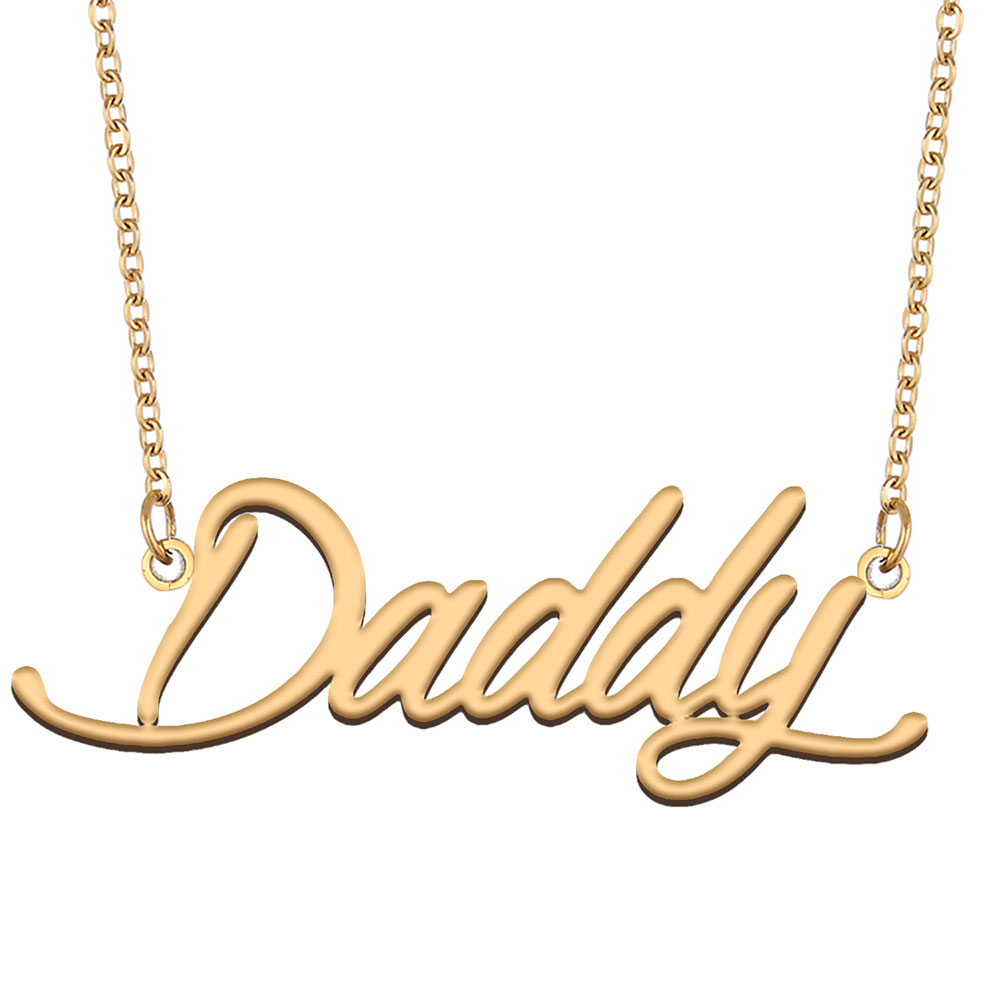Daddy Name Necklace Pendant for Women Girls Birthday Gift Custom Nameplate Kids Best Friends Jewelry 18k Gold Plated Stainless Steel-image-530543939