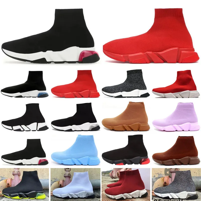 2024 Sock Shoes Men Designer Women Graffiti Speed Runner Flat Knit Boots Ankle Platform Triple Black White S Red Beige Casual