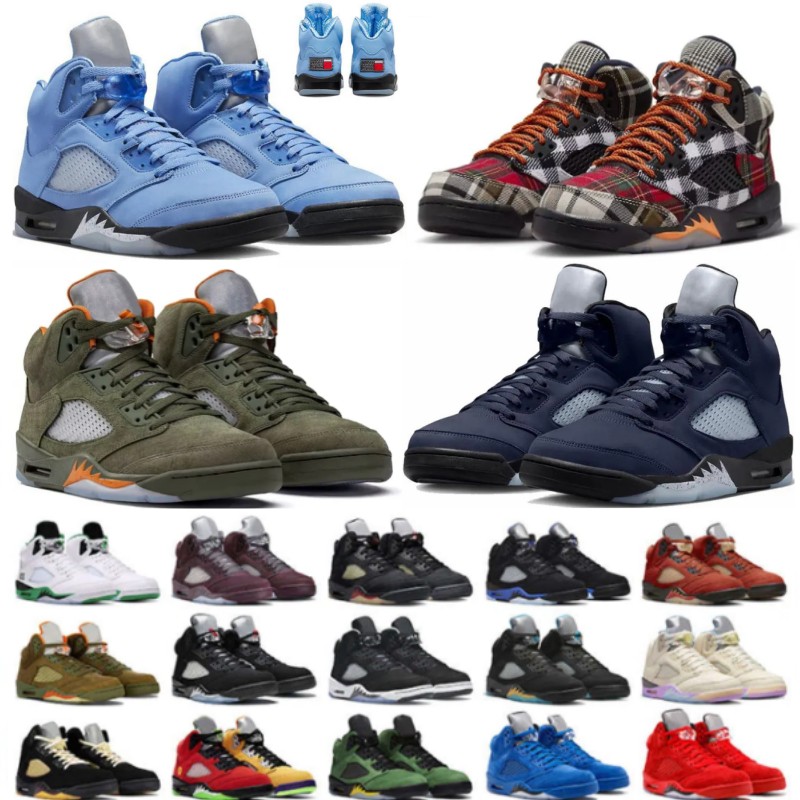 Sail 5s Black Cat 2024 Chaussures de basket-ball 5s Olive Lucky Green Lucky Green UNC Sneaker Trainer avec taille de boîte US 7-13