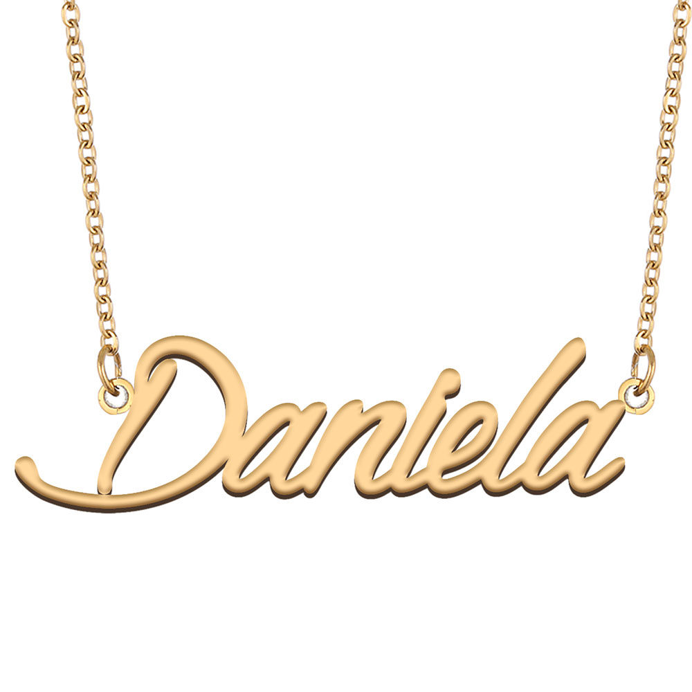 Daniela Name Necklace Pendant for Women Girls Birthday Gift Custom Nameplate Kids Best Friends Jewelry 18k Gold Plated Stainless Steel-image-530560853