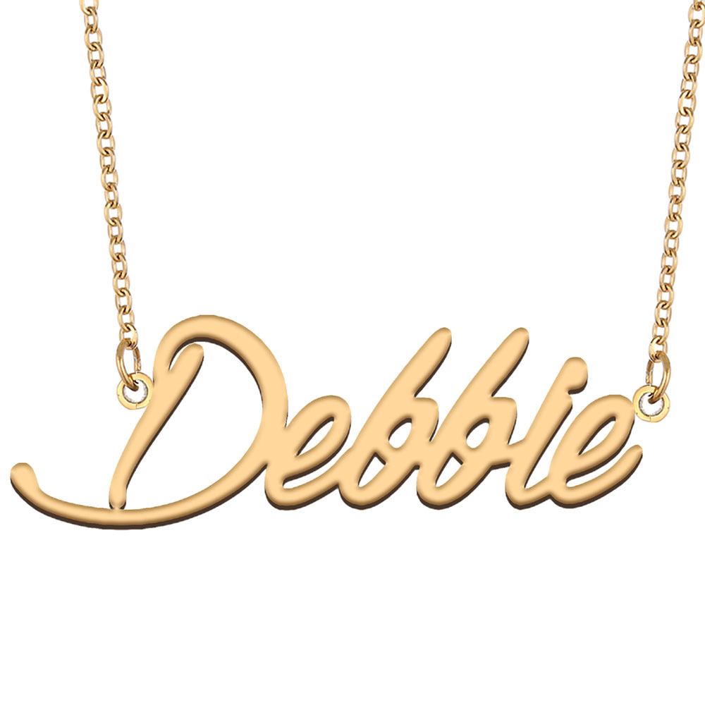 Debbie Name Necklace Pendant for Women Girls Birthday Gift Custom Nameplate Kids Best Friends Jewelry 18k Gold Plated Stainless Steel-image-530583720