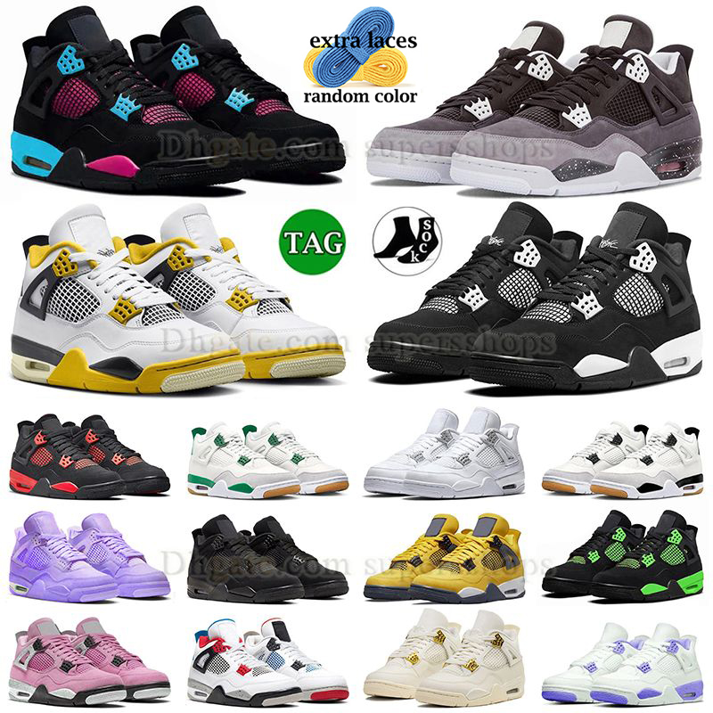 2024 Jumpman 4 Chaussures de basket-ball Hommes Femmes 4s Orchid Vivid Sulphur Green Thunder Rose Oreo réinventé Jaune Blanc Thunder Blacks Cats
