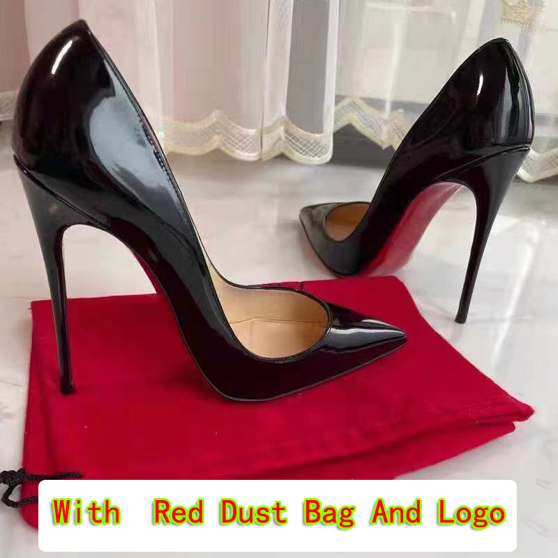 Talons hauts de luxe Bas rouges Femmes Designers Chaussures habillées Styles Talons aiguilles 8 10 12 cm Pompes à bout pointu en cuir véritable T