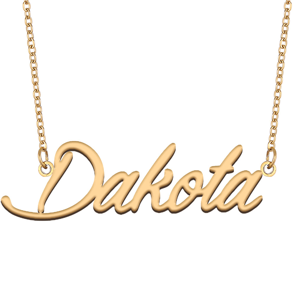Dakota Name Necklace pendant Custom Personalized for women girls children best friends Mothers Gifts 18k gold plated Stainless steel-image-604980806