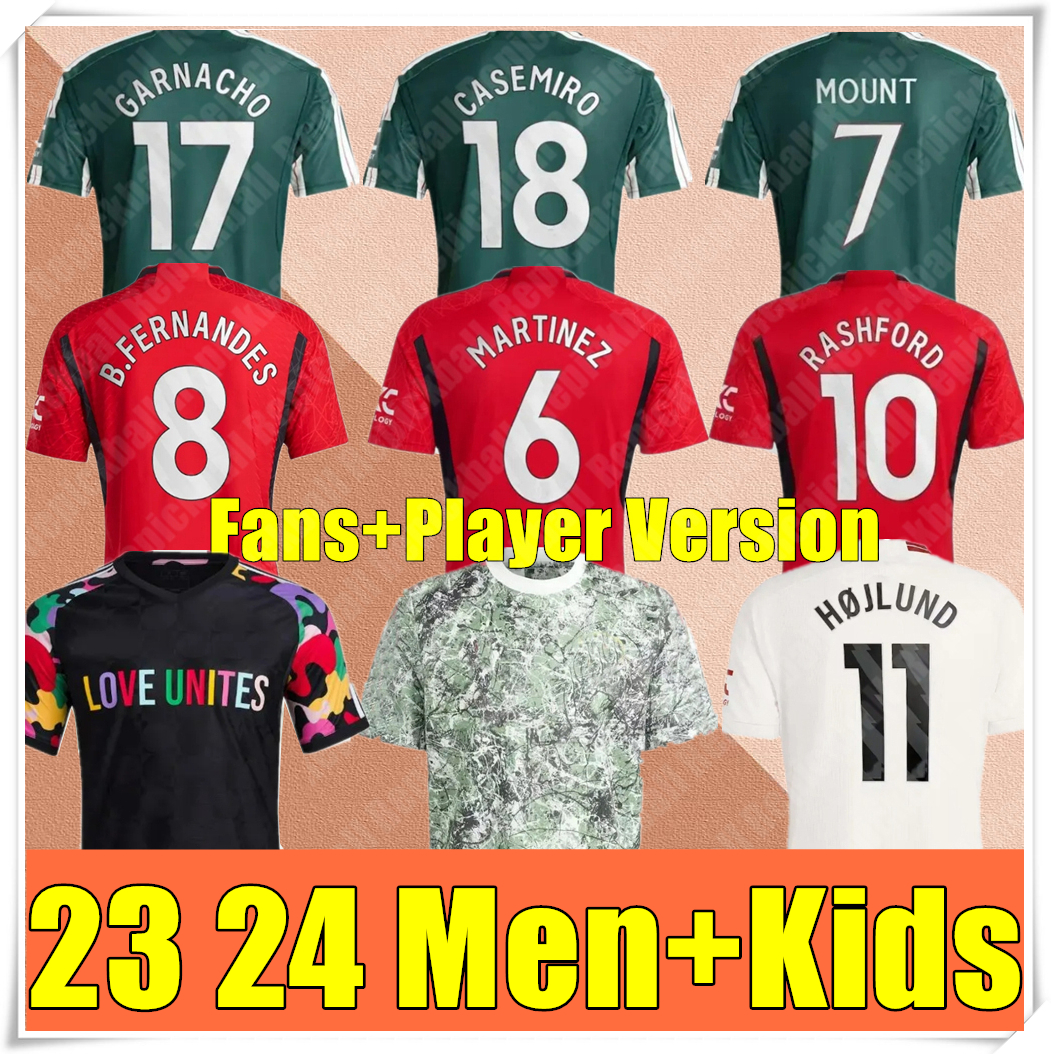 23 24 Maillot de football Kit pour enfants BRUNO FERNANDES B. FERNANDES MOUNT Maillots de football à domicile 3ème 2023 2024 Martial Rashford Sto