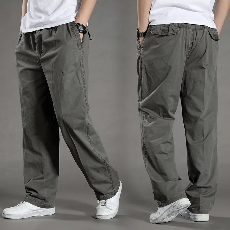 Mens Cargo Pants Summer Spring Cotton Work Wear In Large Size 6XL Casual Climbing Joggers Sweatpants Hombre Autumn Trousers 240226