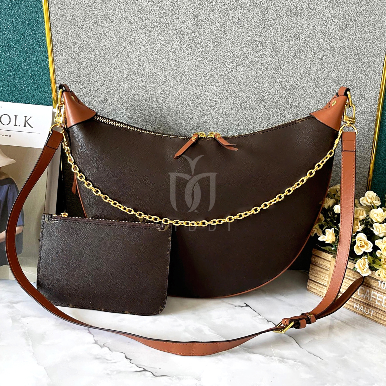 Mirror quality Hobo Loop bag Designer bag Half Moon bag Women Vintage Crossbody bag Large Capacity Croissant Shoulder bag crescent chain bag Underar