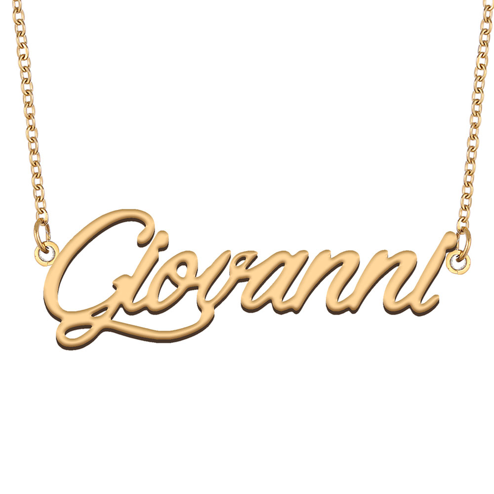 Giovanni Nameplate Charm Custom Name Necklace Personalized Pendant for Men Boys Birthday Gift Best Friends Jewelry 18k Gold Plated Stainless Stee-image-601446868