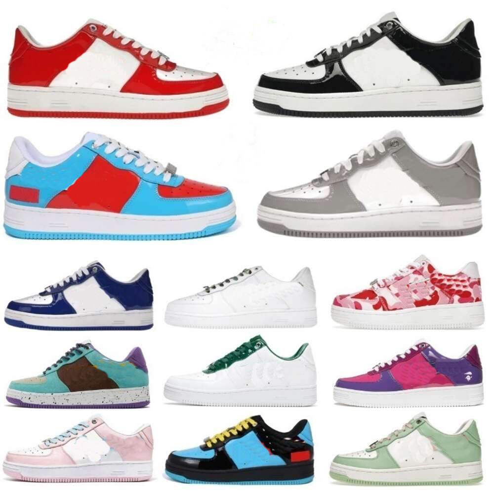 Designer Sta Basketball shoes Low Men Women Patent Leather Black White Abc Camo Camouflage Skateboarding Sports Bapely Sneakers Trainers Outdoor-image-939392646