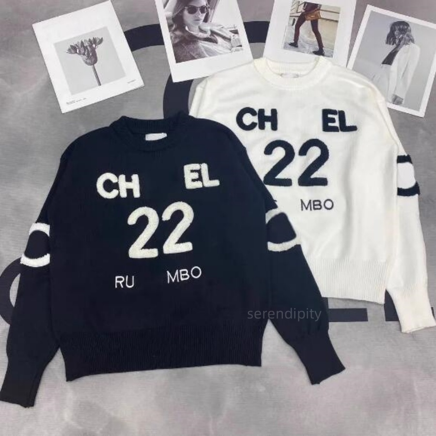 France paris designer womens knits woollen sweater wear with front letter embroidery comfortable knitting Pullover channel classic style Top quality