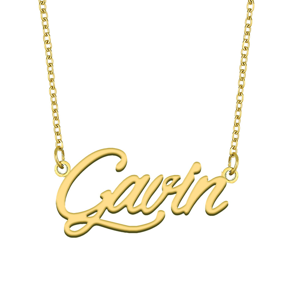 Gavin name necklace pendant Custom Personalized for women girls children best friends Mothers Gifts 18k gold plated Stainless steel-image-604954304