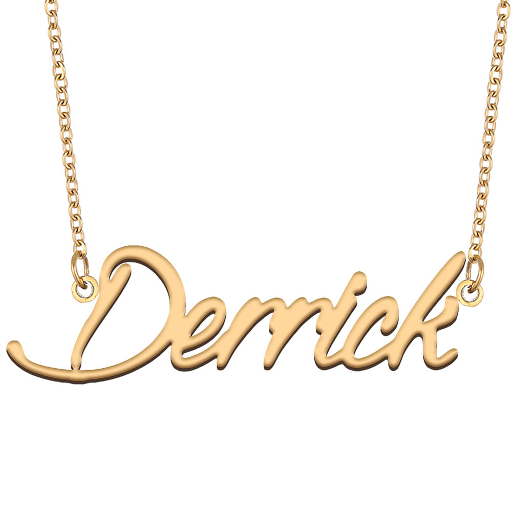 Derrick Name Necklace Pendant for Women Girls Birthday Gift Custom Nameplate Kids Best Friends Jewelry 18k Gold Plated Stainless Steel-image-530589700
