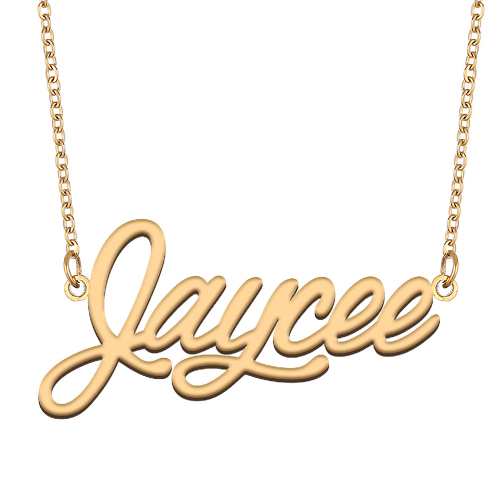 Jaycee Nom Colliers Pendant personnalisé personnalisé pour les femmes Girls Enfants Best Friends Mother Mothers Gift 18K Gold plaqué acier inoxyd