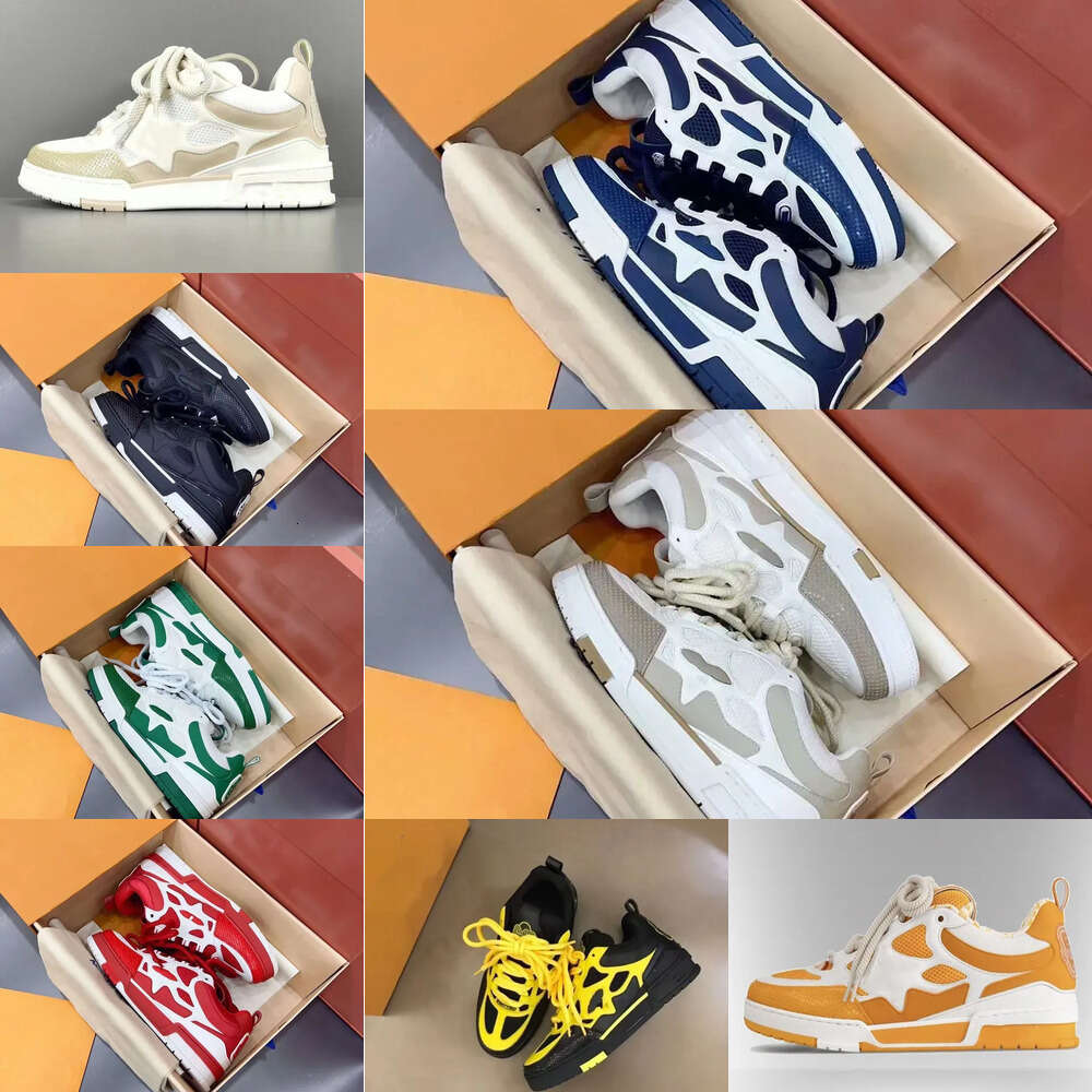 Prix ​​à moitié ~ Version de haute qualité Luxury Men's Sneakers Designer Skate 1854 Fashion Donkey Classic Imprimé Leather Chaussures de pain dé