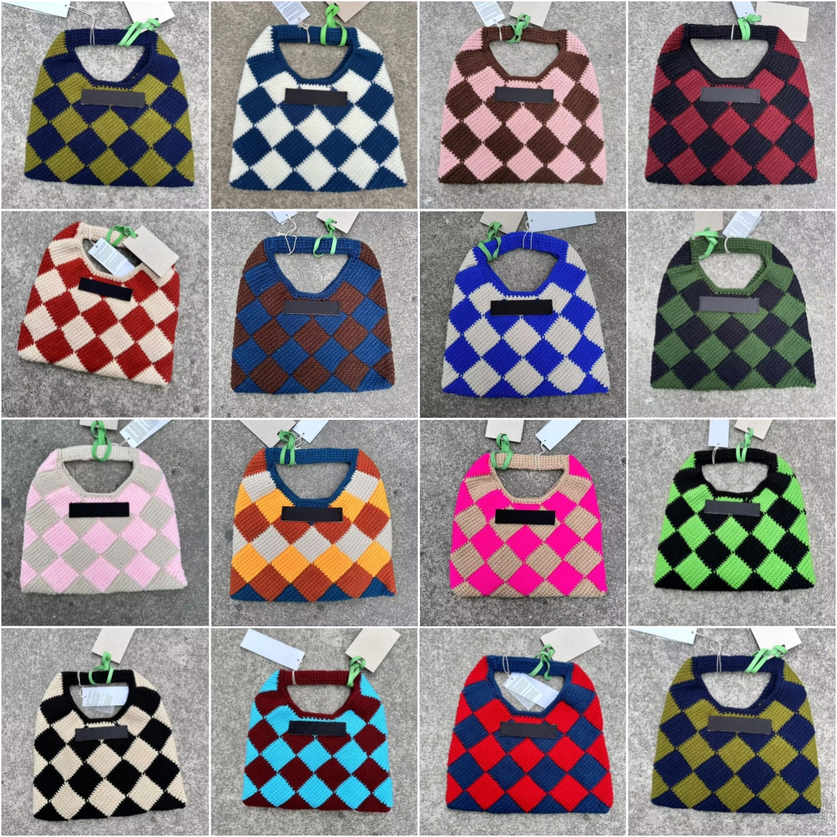 High Quality Fashion Designer Knitted Handbags with Diamond Lattice Women&#039;s Designer Color Block Bags 29x18cm 25669-image-939094142