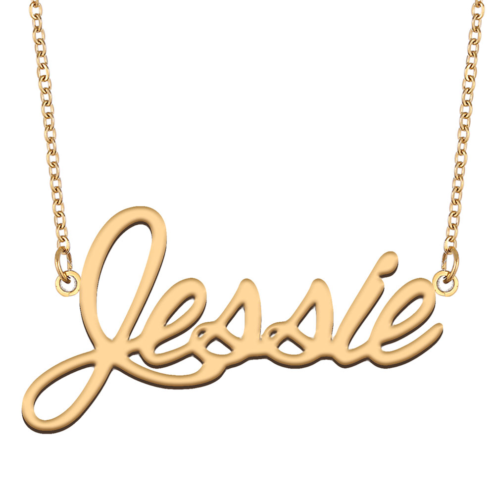 Jessie name necklaces pendant Custom Personalized for women girls children best friends Mothers Gifts 18k gold plated Stainless steel-image-602990394