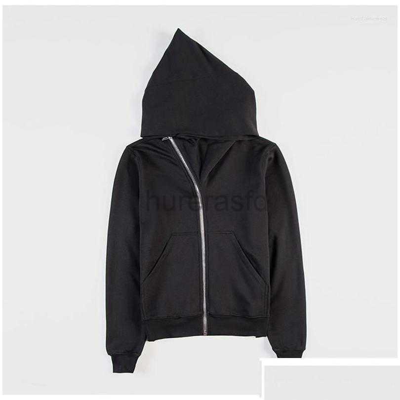 Men's Hoodies Sweatshirts Hoodies Sweatshirts Wizard Hat Oblique Zipper Punk Rock Hiphop Streetwear Gothic Style Diagonal Zip Black Cloak Ho-image-948483420
