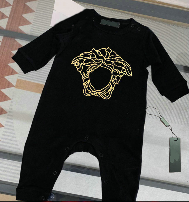 Spot high quality Newborn Baby Rompers Girls and Boy Long Sleeve Spring Cotton Clothes Brand Letter Print Infant Romper Children Ourfits-image-1025816653