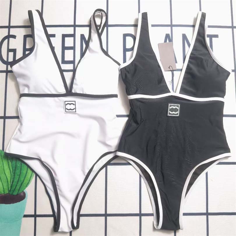 Womens sexy Tight One piece Bikni Swimwear Fashion Designer V neck print floral bikinis Luxury summer beach swimming pool New women clothes-image-948338192