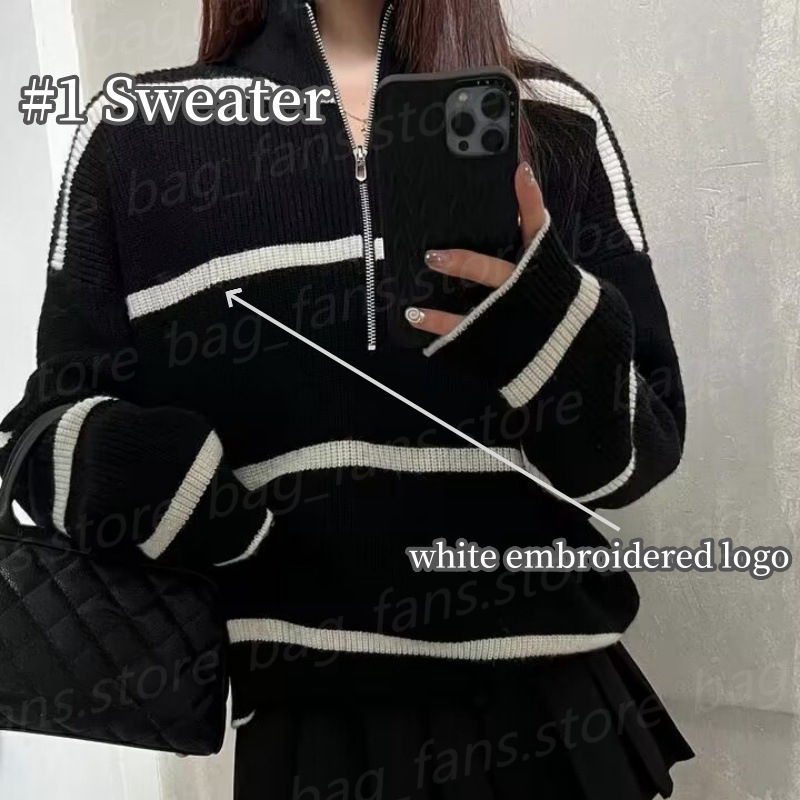 Soft Designer Sweaters with Half Zipper Short Sleeve T-shirts Fashion High Quality Striped Knitted Top Stand Collar Sweatshirts 26474-image-948483817