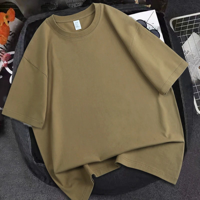 Oversized Men T shirt 100 Cotton O neck Basic Women Plain Shirt Short sleeve High Quality Top Tee Off White Solid Clothing 6877c