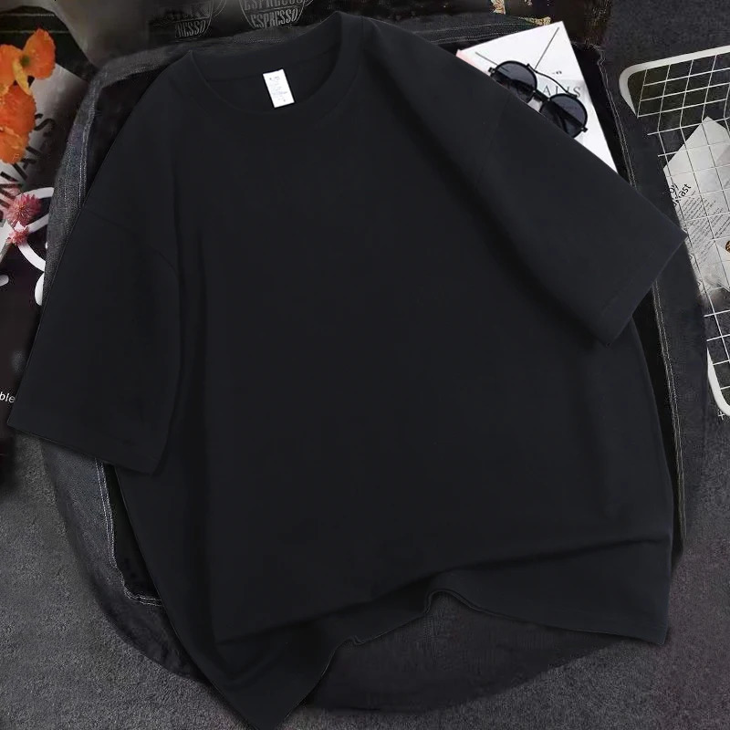 Oversized Men T shirt 100 Cotton O neck Basic Women Plain Shirt Short sleeve High Quality Top Tee Off White Solid Clothing 477fa
