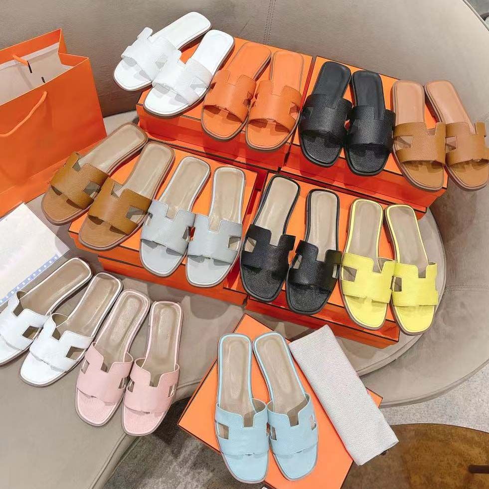 Fashion slippers Women Designer sandals for womens slipper mens casual loafers shoes outdoor beach slides flat bottom with buckle unisex genuine leather 