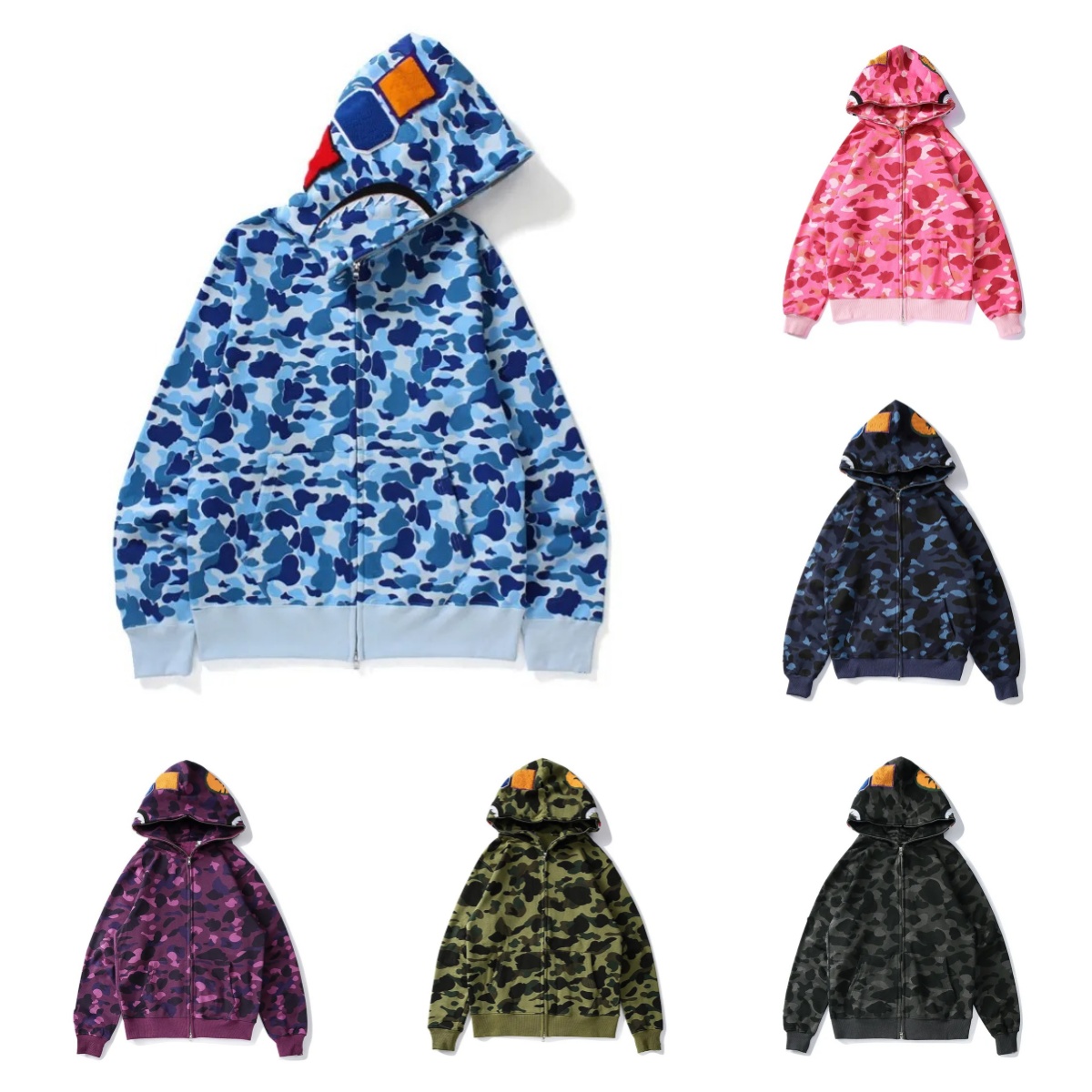 Shark designer hoodie jacket sweater mens women Camouflage Jogger Zipper japanese fashion sportwear Hoody Hooded Sweatshirt sweatshirt tracksuit-image-949040238