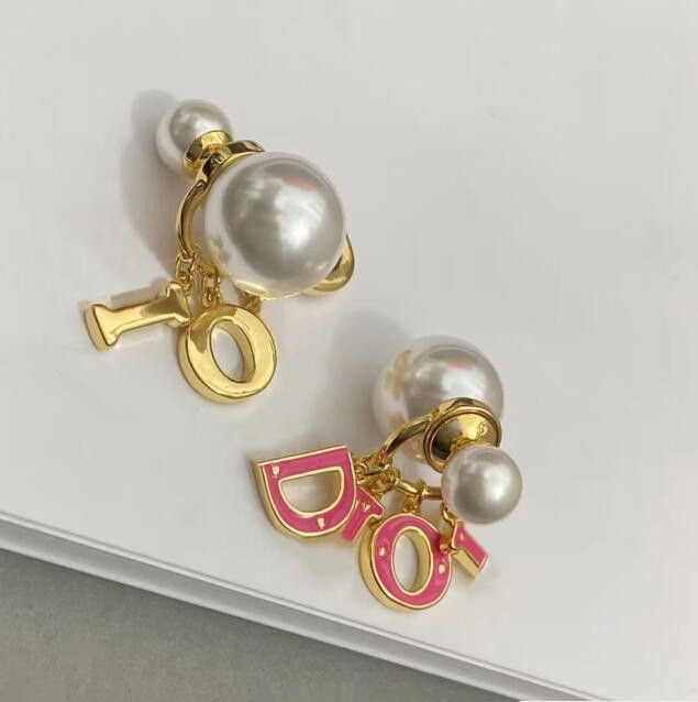 Nice Letter pearl Pendant earrings Diamond Studs Designer Jewelry Earring for charm Women Best Christmas Gift Bridal Wedding Jewelry sparkling ma-image-679878885