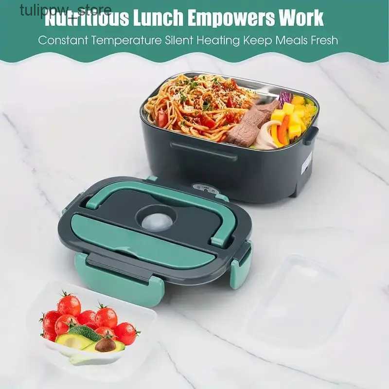 Bento Boxes 2-In-1 Electric Heating Lunch Box Car + Home 12V/220/110V Portable Stainless Steel Liner Bento Lunchbox Food Container Bento Box L240-image-949262961
