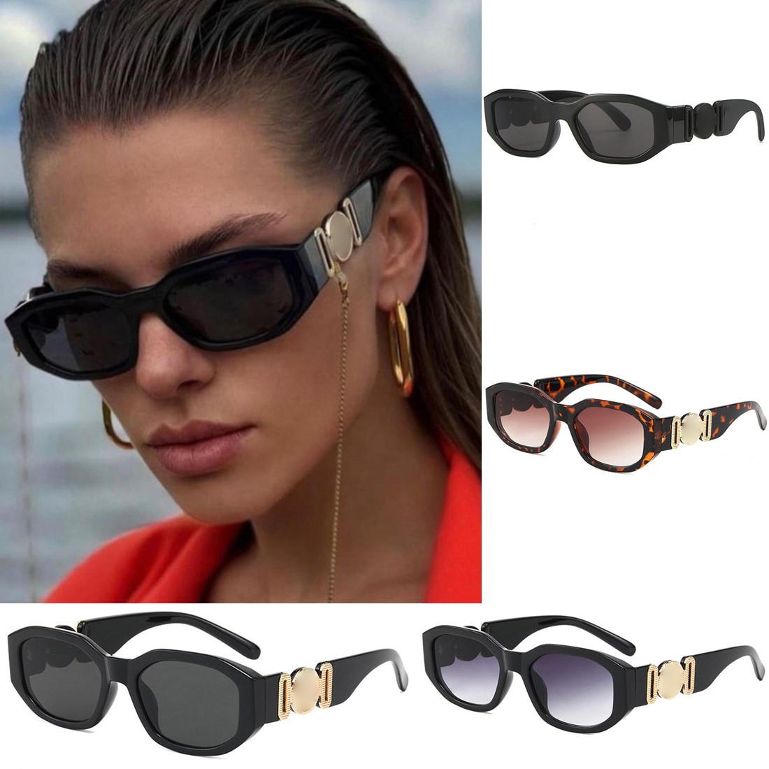 Mens Sunglasses biggie sunglasses for womens Designer sunglasses women wide mirror legs of the classic gold badge Outdoor Hip hop sunshade sungla-image-949099019