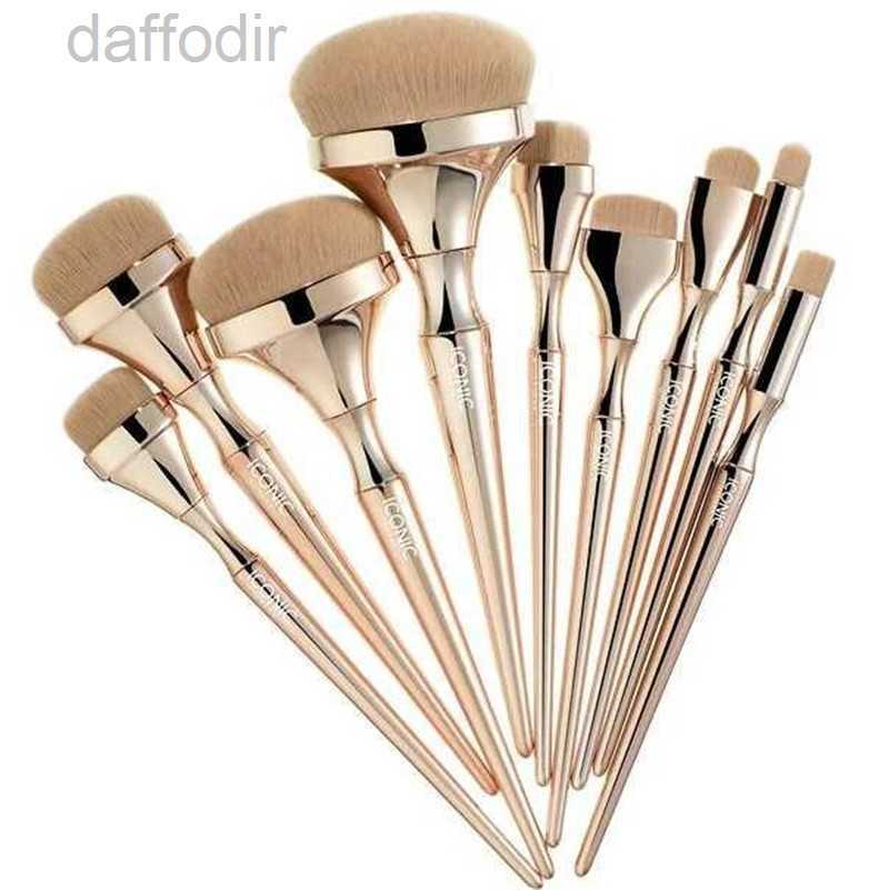 Makeup Brushes ICONIC LONDON HD 9pcs Makeup Brushes Set Gold Handle for Foundation Powder Make Up Brushes Pincel Maquiagem Beauty tools 240308-image-949467917