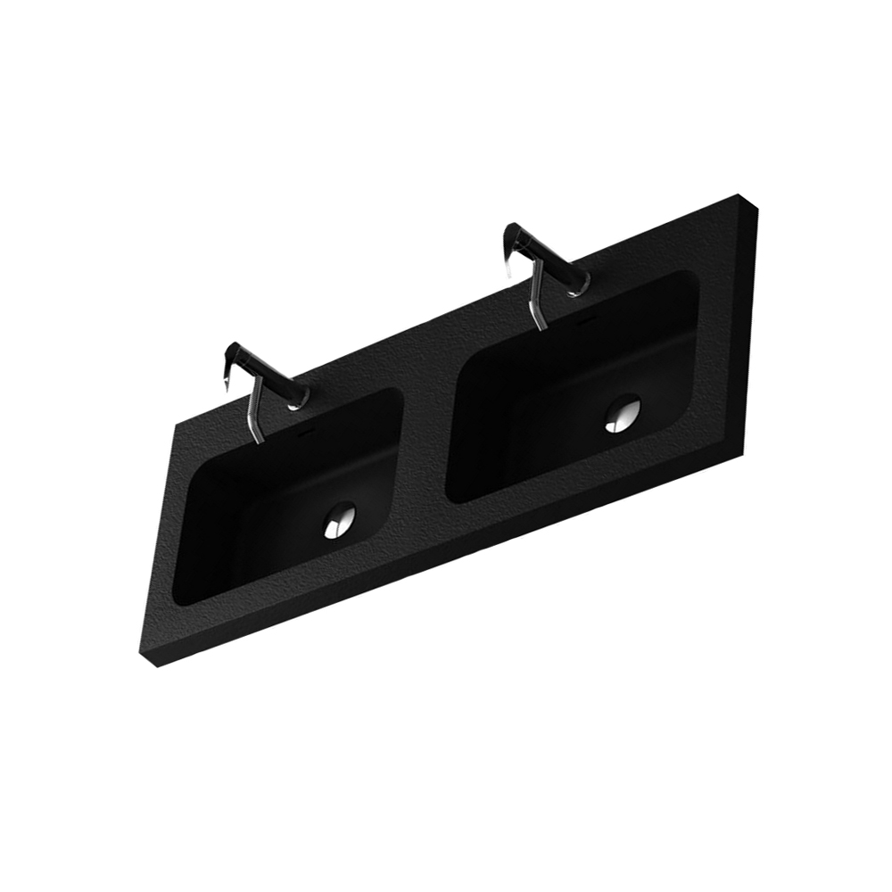 Rectangular Bathroom Solid Surface Stone Double Wash Basin Texture finishing Under Counter Laundry Vessel Sink RS38352H-image-383346652