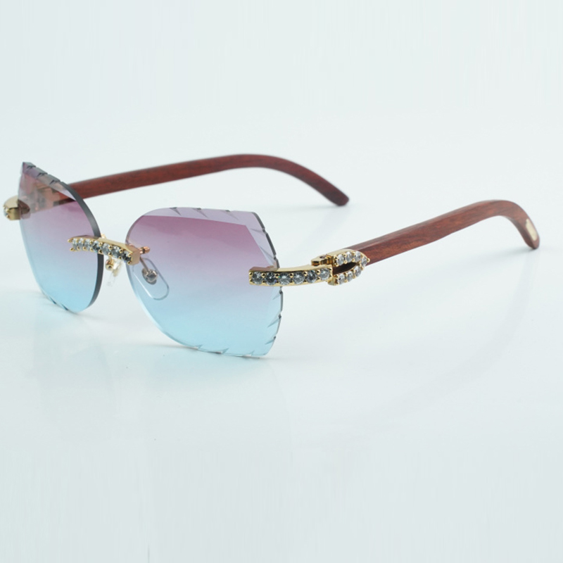 Lunettes de soleil à bras en bois naturel original, verres coupés, luxe, mode XL, diamant, taille 18-8300817, nouvelle collection 135